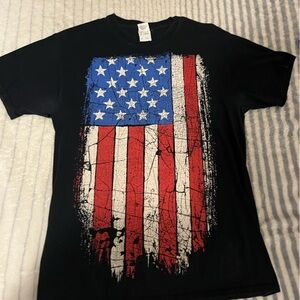 Fruit of the Loom Black and Red Short Sleeve Tee